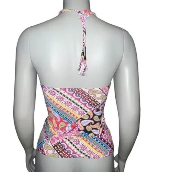 BLEU BY ROD BEATTIE Bandeau Paisley Print Tankini Halter Top Multi 8 NWT - Picture 4 of 5